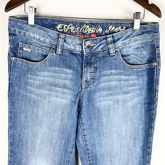 ESPRIT | 👖94107 Style Blue Light Wash Faded Low-Rise Bootcut Denim Jeans - Picture 5 of 9